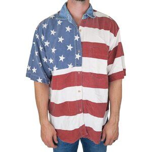 Vintage 90s Quiz Jeans Plus American Flag Button Down Shirt